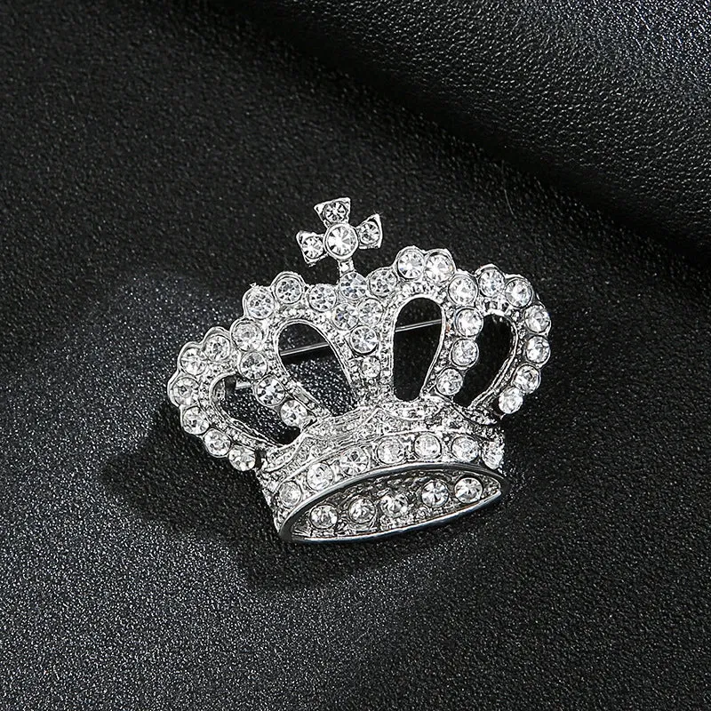 Hip-Hop Shiny Pin Printing Leaf Crown Alloy Hollow Out Inlay Rhinestones Unisex Brooches