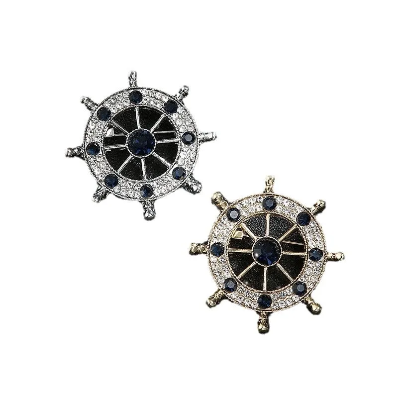 Hip-Hop Shiny Pin Printing Leaf Crown Alloy Hollow Out Inlay Rhinestones Unisex Brooches