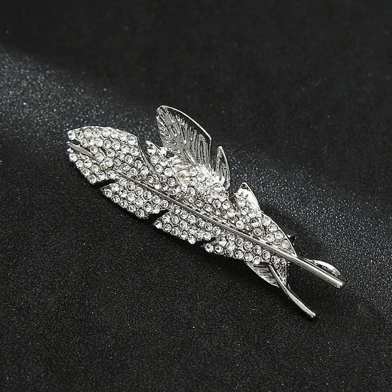 Hip-Hop Shiny Pin Printing Leaf Crown Alloy Hollow Out Inlay Rhinestones Unisex Brooches