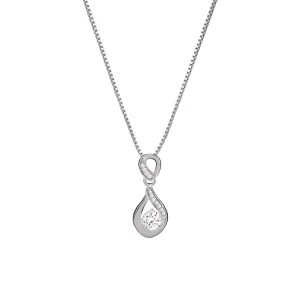 Hypoallergenic Silver Twist Zirconia Stone Pendant Necklace for Women