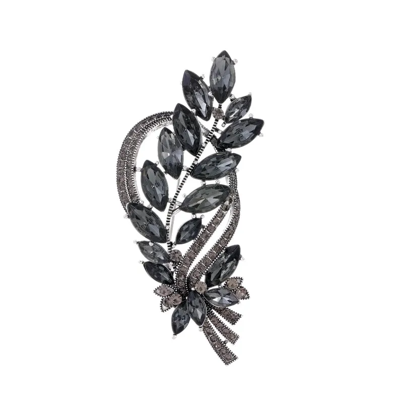 IG Style Human Leaf Flower Alloy Inlay Rhinestones Unisex Brooches