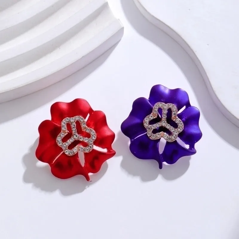 IG Style Human Leaf Flower Alloy Inlay Rhinestones Unisex Brooches