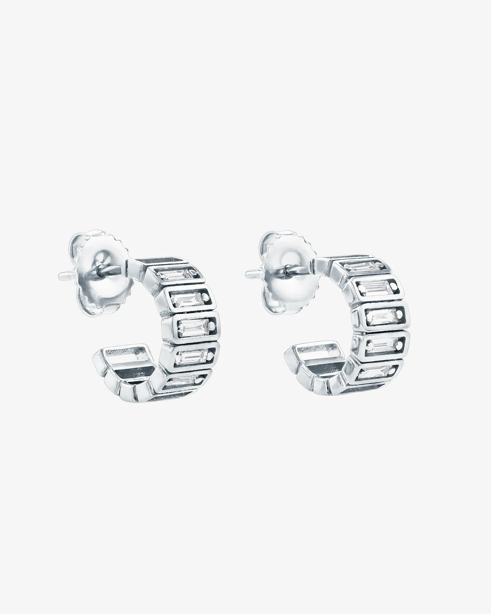 Inlay Horizontal Diamond Mini Hoops