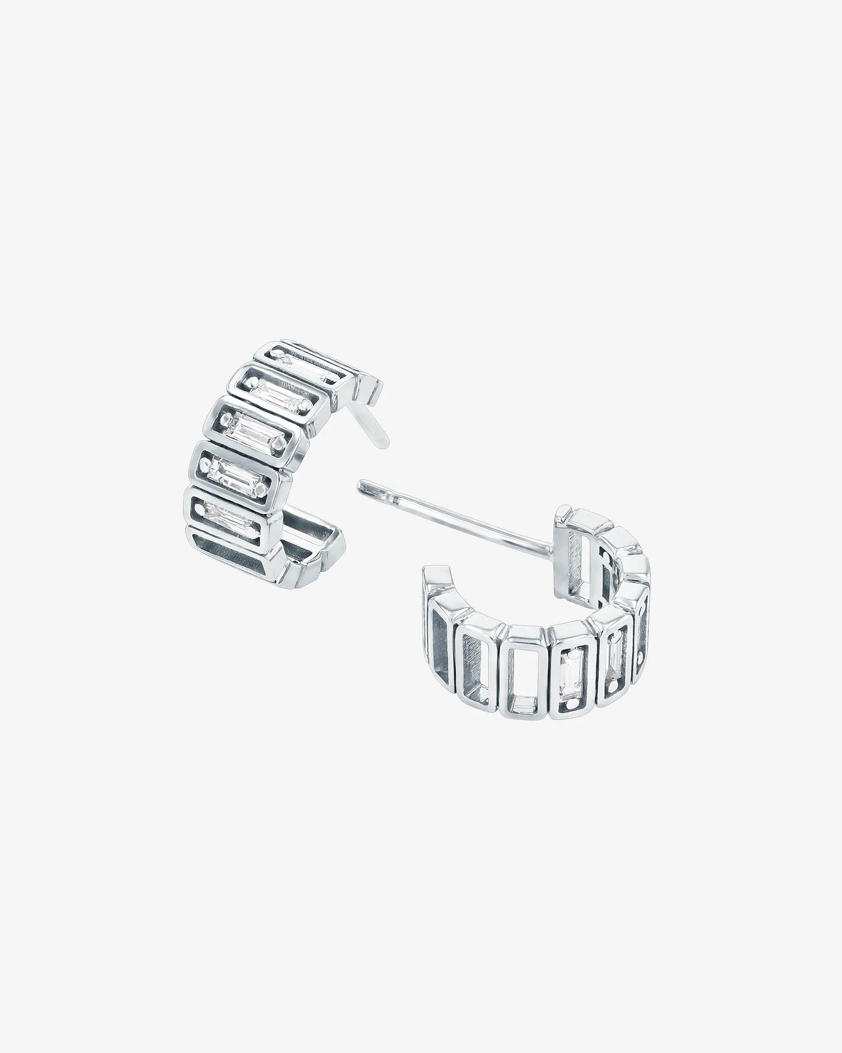 Inlay Horizontal Diamond Mini Hoops