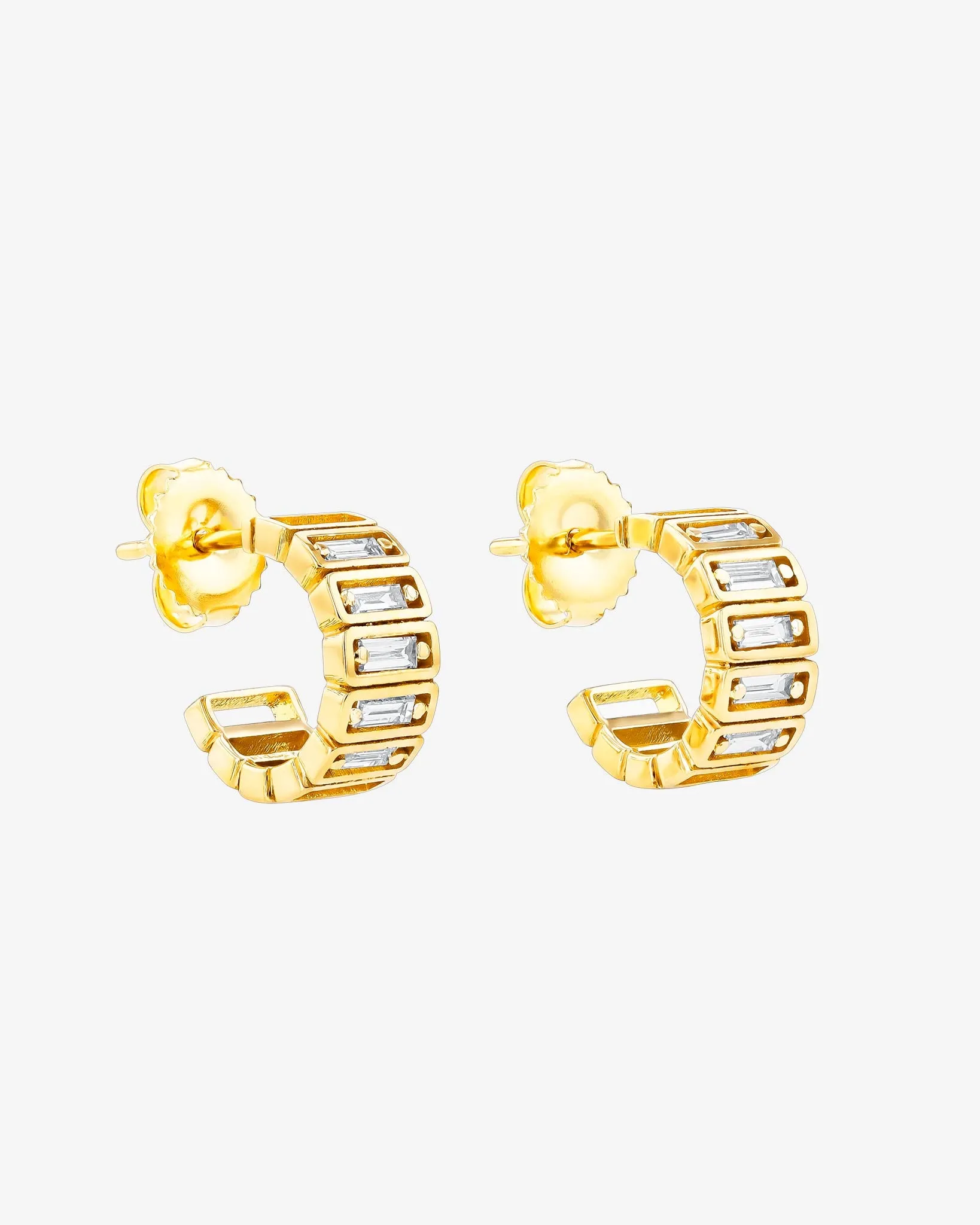 Inlay Horizontal Diamond Mini Hoops