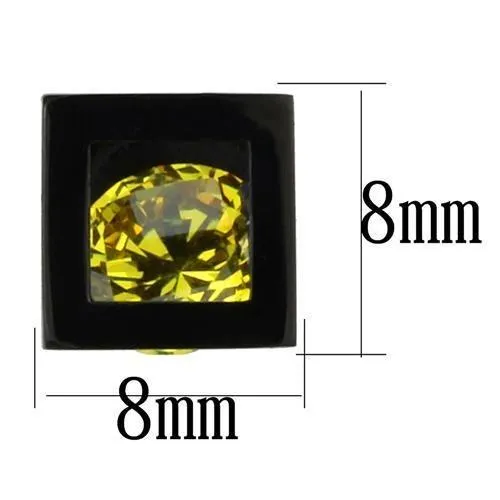 IP Black(Ion Plating) Stainless Steel Earrings with AAA Grade CZ in Topaz for Women Topaz Stone Color Style TK2540