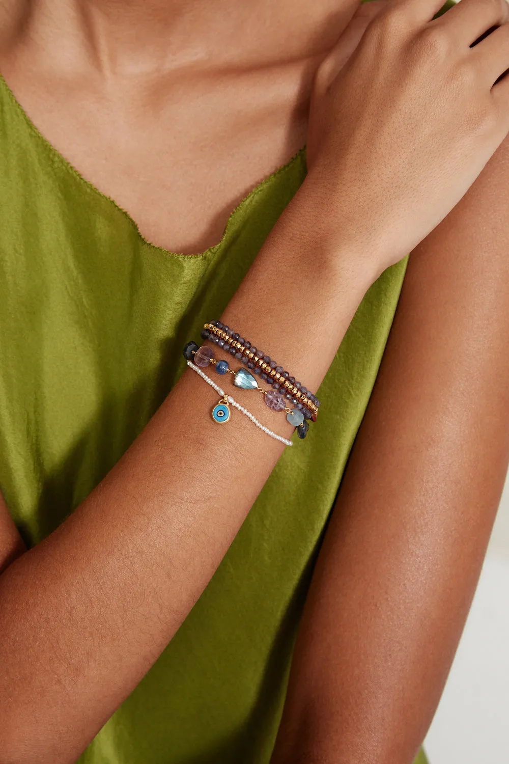 Koa Cuff Wrap Bracelet Iolite