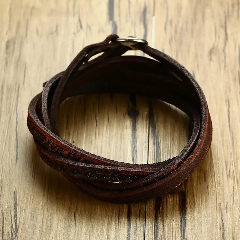 Layered Nubuck Leather Wrap Bracelet