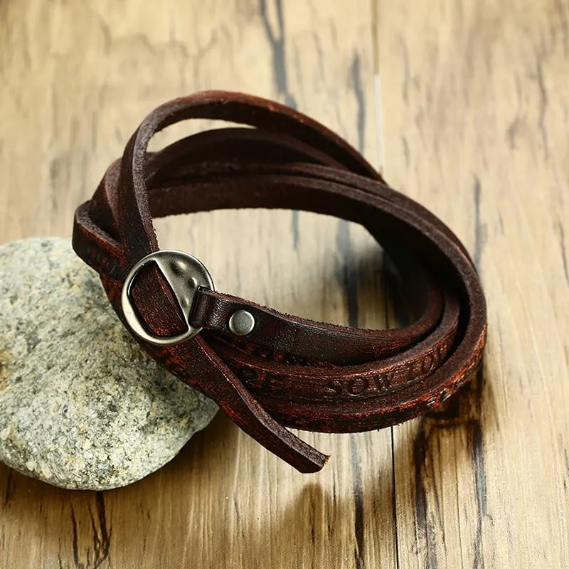 Layered Nubuck Leather Wrap Bracelet