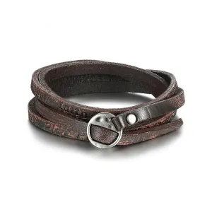 Layered Nubuck Leather Wrap Bracelet