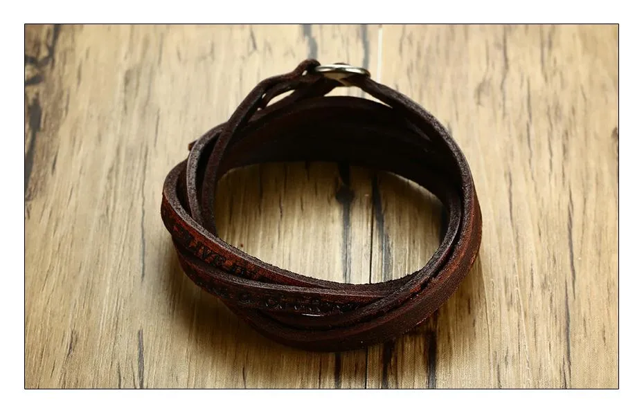 Layered Nubuck Leather Wrap Bracelet