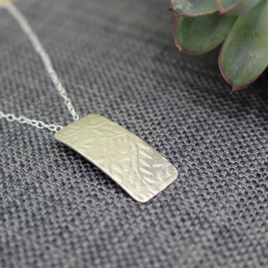 Leaf Tag Silver Pendant