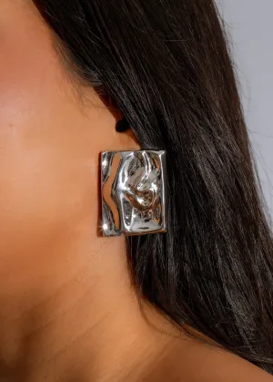 Liquid Luxe Statement Earrings Silver