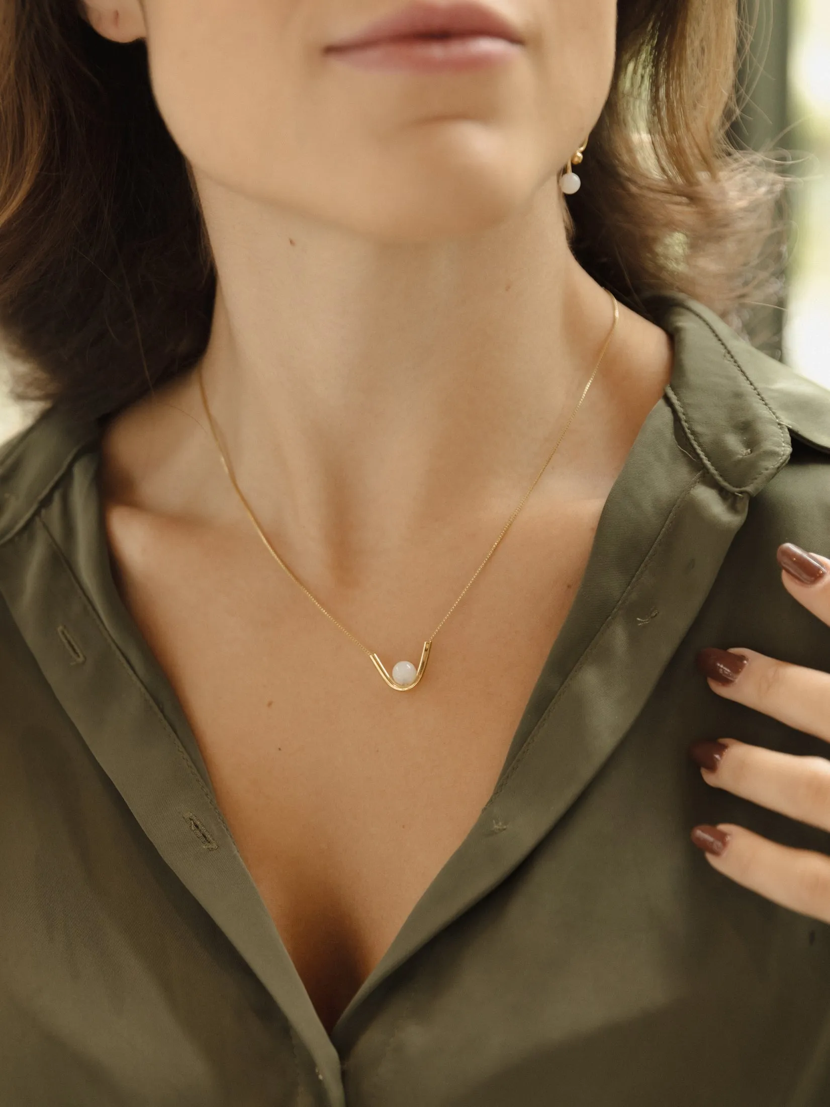 Lite Necklace | white jade adjustable necklace