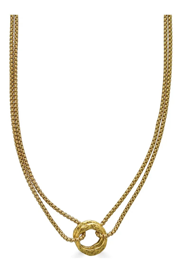 Loni Paul Matte Gold Double Circle Necklace 823 | Gold