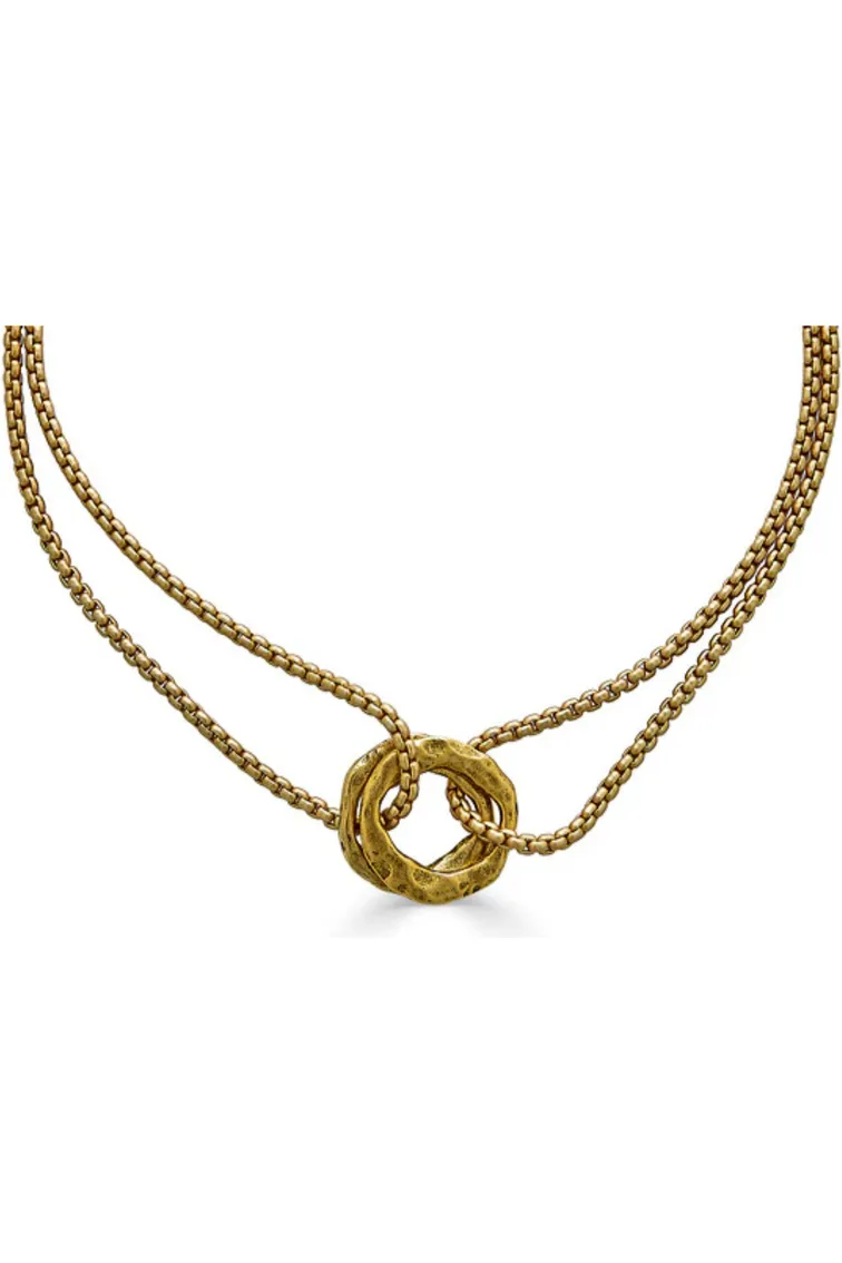 Loni Paul Matte Gold Double Circle Necklace 823 | Gold