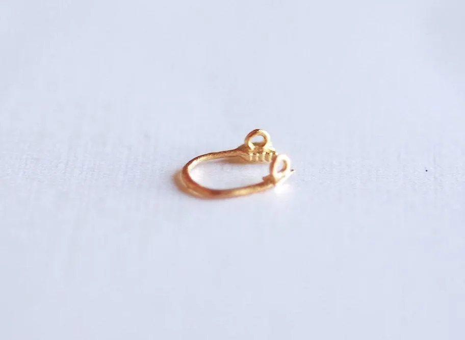 Matte Vermeil Gold Curved Arrow Connector Charm- 18k gold over Sterling Silver Arrow Connector Charm Link, Thin Bent Arrow Connector, 288