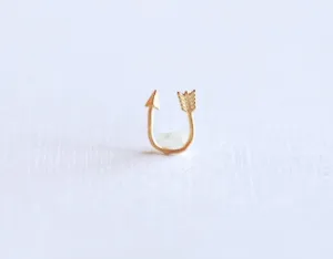 Matte Vermeil Gold Curved Arrow Connector Charm- 18k gold over Sterling Silver Arrow Connector Charm Link, Thin Bent Arrow Connector, 288