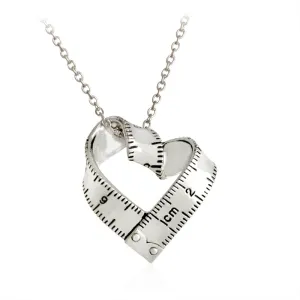 Measure Necklace Twisted Heart shaped ruler Pendant Scale Measuring tape Necklace for Women Men Jewelry Gift For Teacher Student