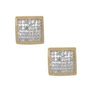 Men's Frame Cushion Micro-Pavé Square Diamond Stud Earrings 0.11ct 10K Yellow Gold