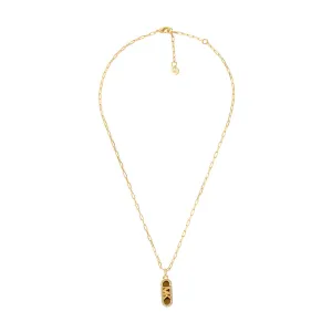 Michael Kors 14ct Yellow Gold Plated Brass Tiger's Eye Dog Tag Pendant with Chain