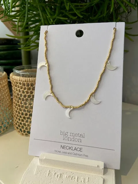 Moon Beaded Necklace | Gold