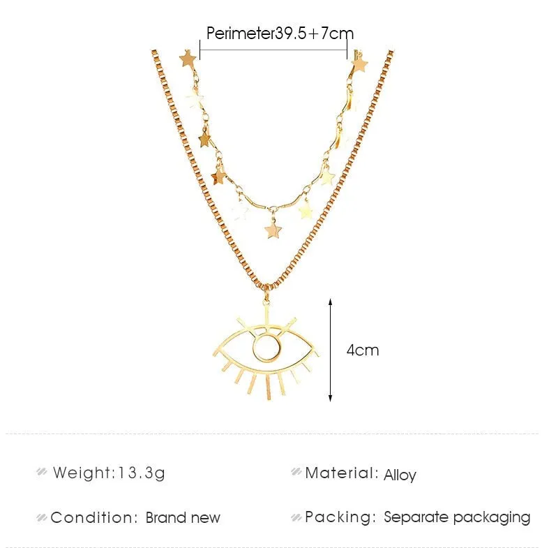 Multilayer Necklaces Charm Jewelry Bohemian Big Eye Fashion SMT259