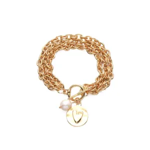 Multilayer Thin Chain Pearl Hollow Heart Piece