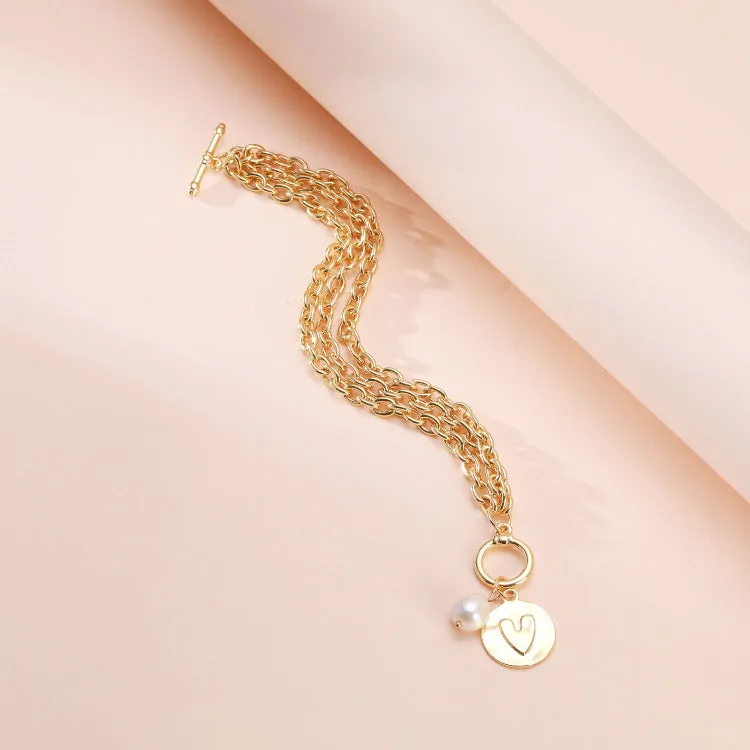 Multilayer Thin Chain Pearl Hollow Heart Piece