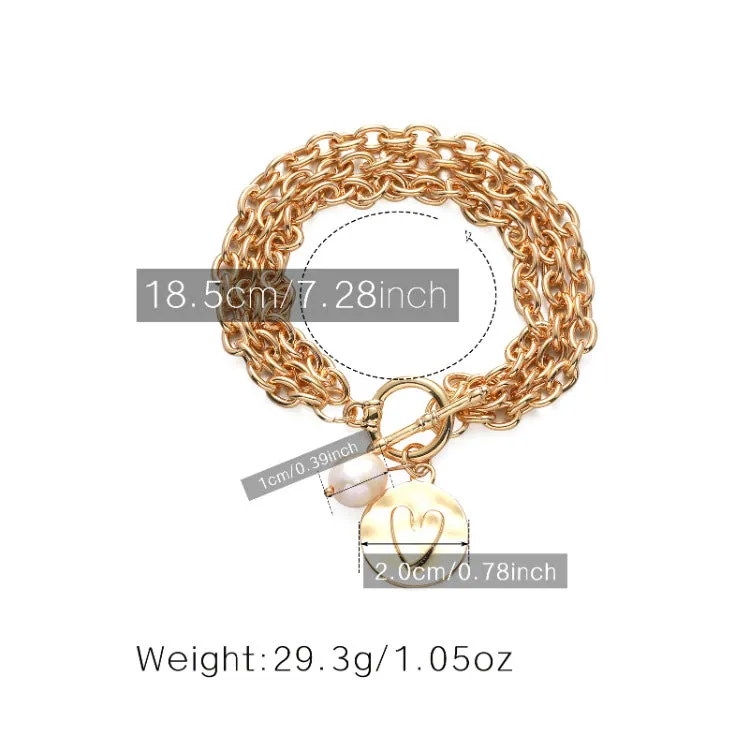 Multilayer Thin Chain Pearl Hollow Heart Piece