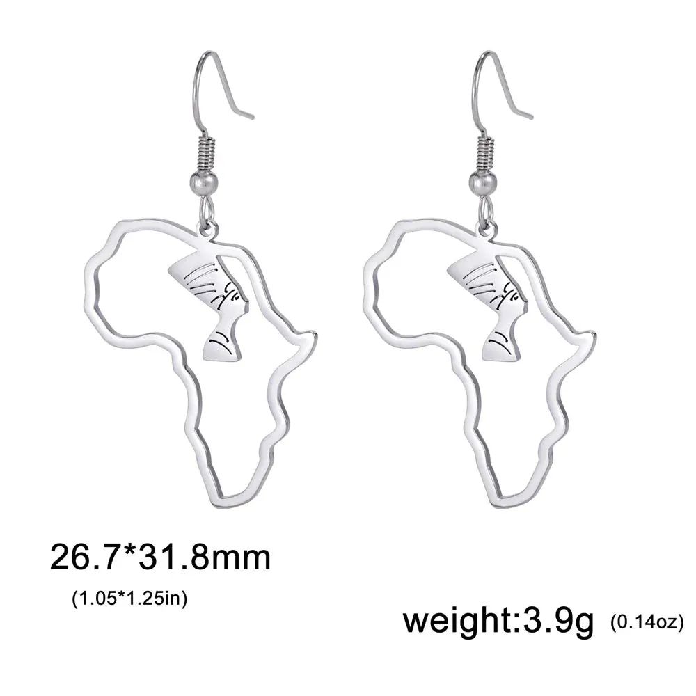 My Shape Africa Map Animal Earrings Women Lions Tree Stainless Steel African Jewelry