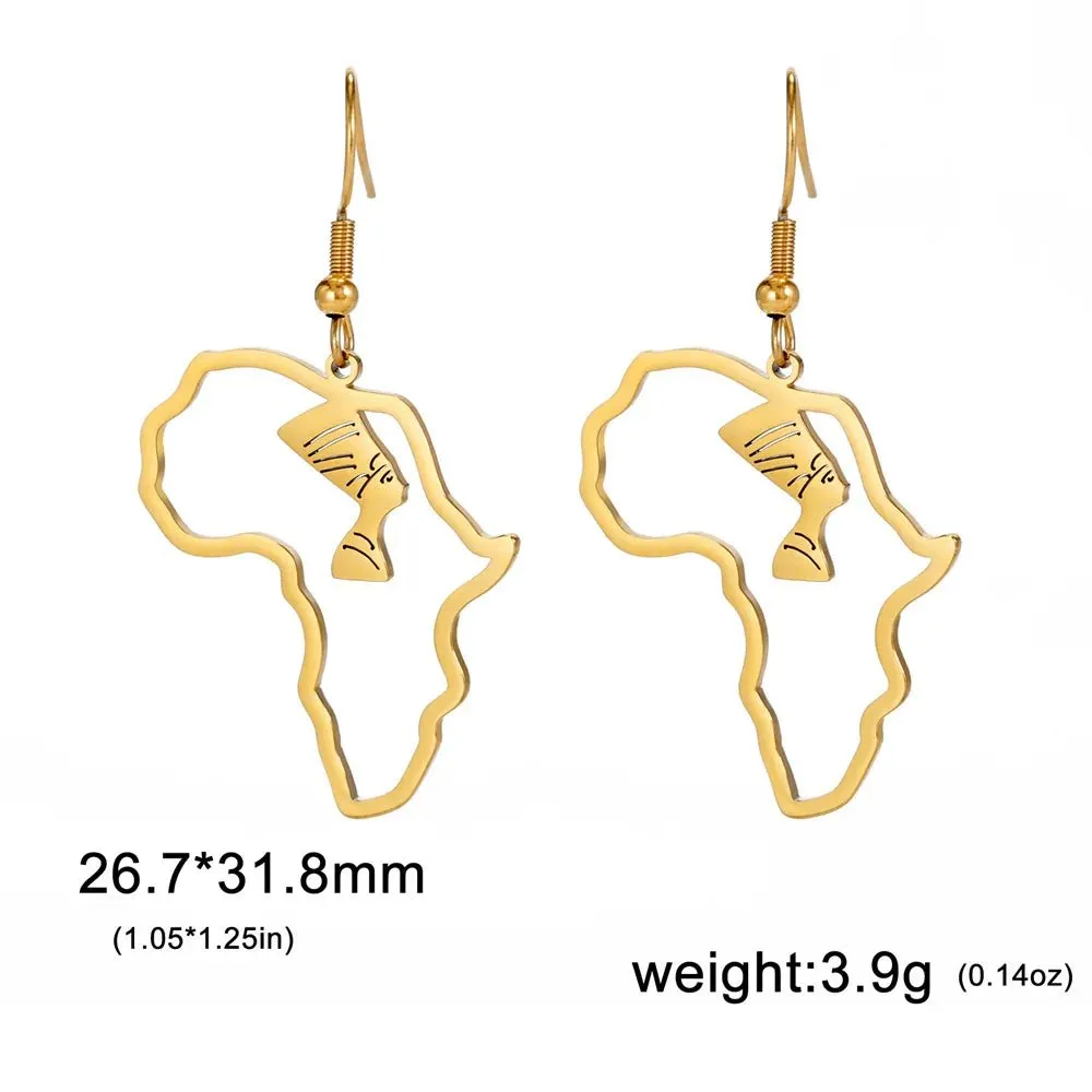 My Shape Africa Map Animal Earrings Women Lions Tree Stainless Steel African Jewelry