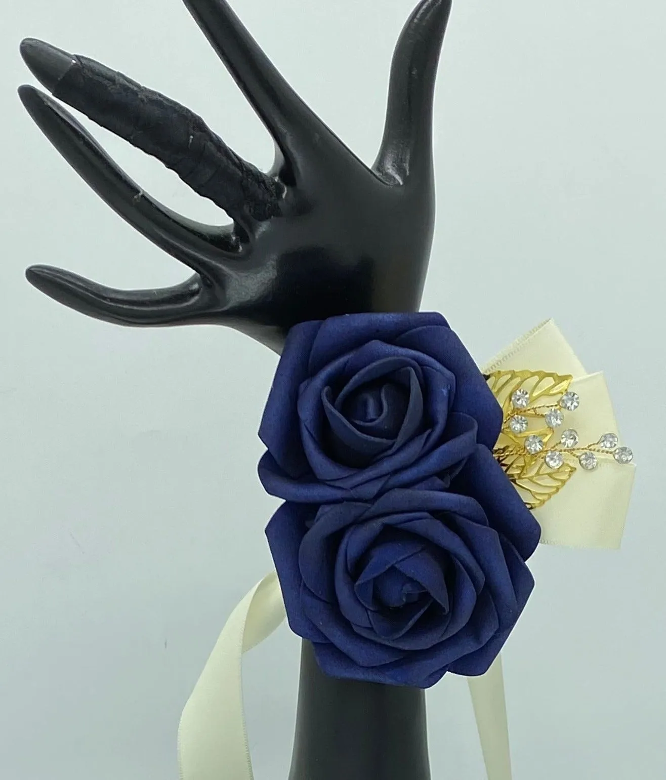 NAVY BLUE  Round Bouquet l  Real Touch Roses Bouquet~ BOU-009