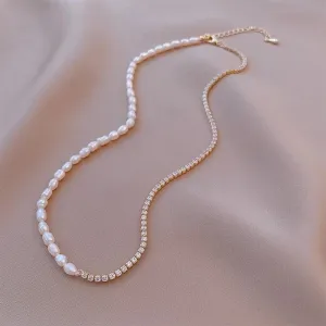 Necklaces Charm Jewelry Simple Rhinestone Pearl Korean Style