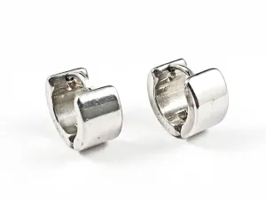 Nice Solid Shiny Metallic Micro Dainty Silver Tone Huggie Style Steel Earrings