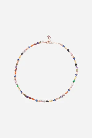 Nickho Rey Julie Necklace in Rose Gold with Multi Color Crystals