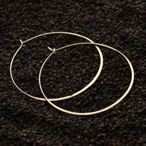 Nina Designs - Sterling Silver Half Hammered Circle Earring Hoops 50mm