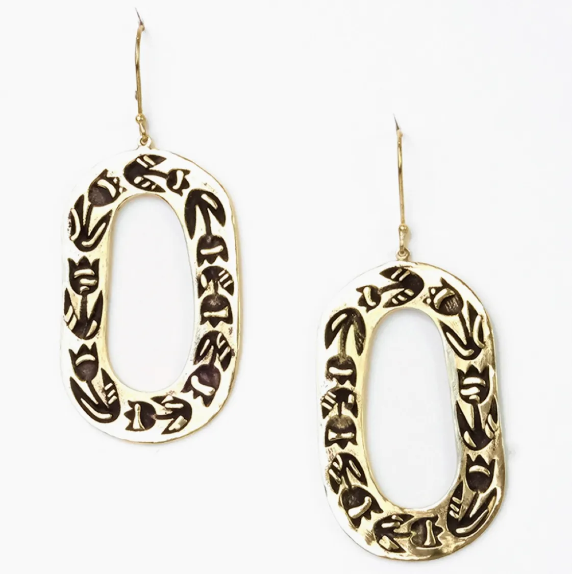 Olivia Stamped Brass Earrings