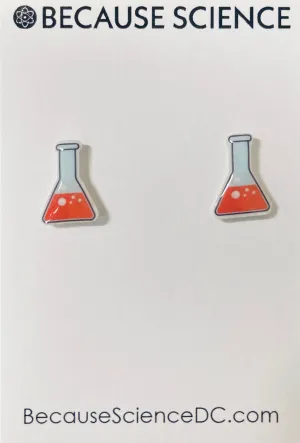 Orange Erlenmeyer Flask - Acrylic Post Earrings