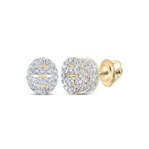 Oval Bars Double 3D Diamond Earrings .33cttw 10K Yellow Gold