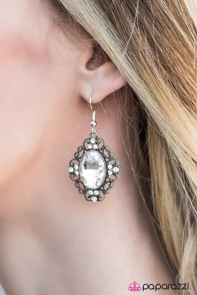 Paparazzi Earring ~ Sicily Sparkle - White