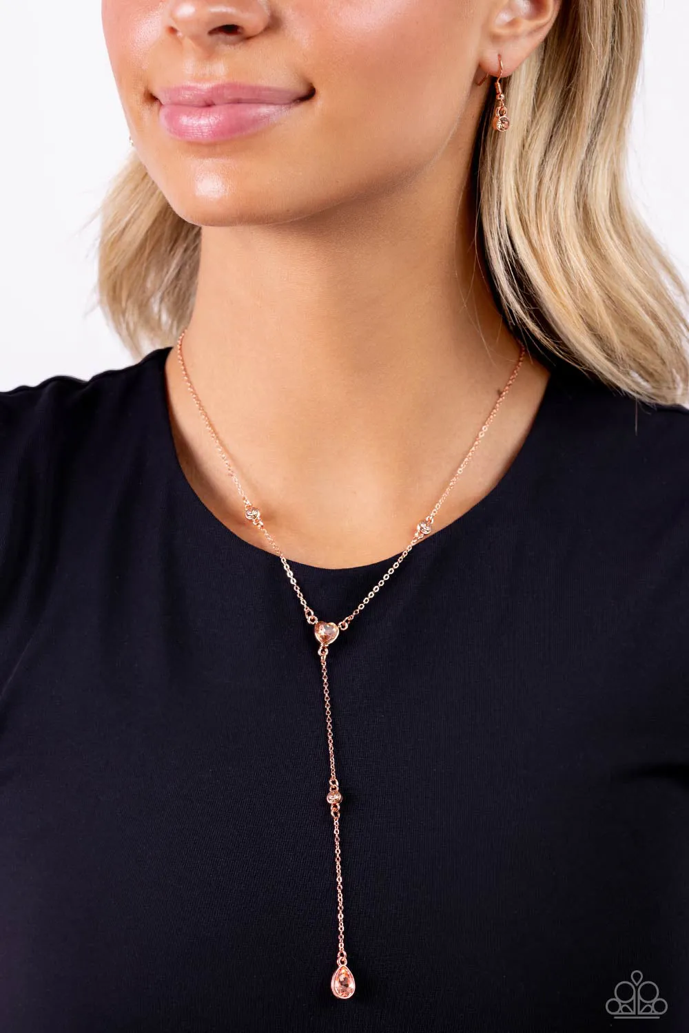 Paparazzi Lavish Lariat Copper Necklace & Earring Set