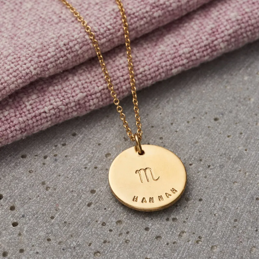 Personalised Large Zodiac Disc Necklace