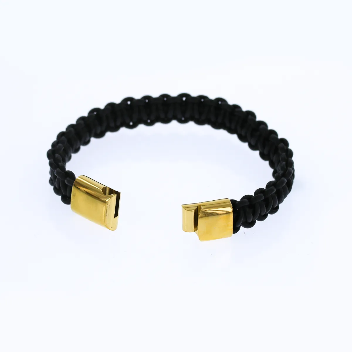 Personalized Men's Lether Braided Gold Bracelet KCBB 8