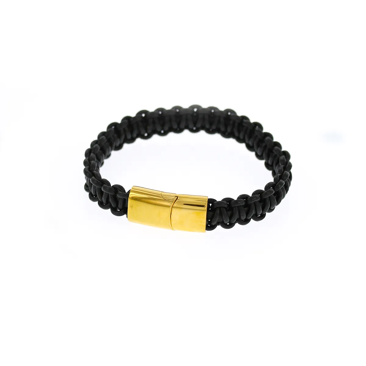 Personalized Men's Lether Braided Gold Bracelet KCBB 8