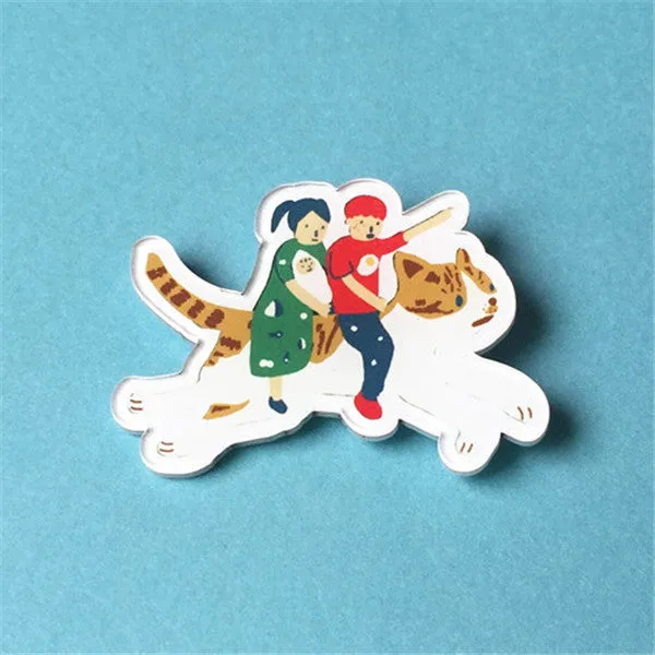 PF Korean Cute Cartoon Brooches Badges Animal Soft Girl Pin Acrylic Women's brooch Children Gift Bag Clothing Accessories TS2890