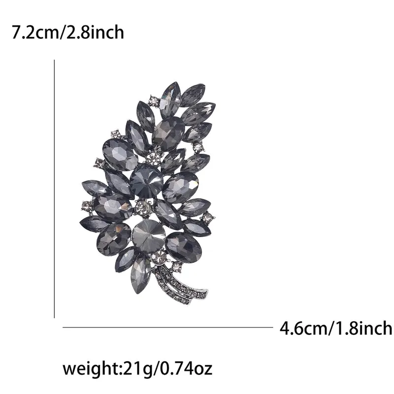 Pin Leaf Alloy Inlay Glass Women's Brooches