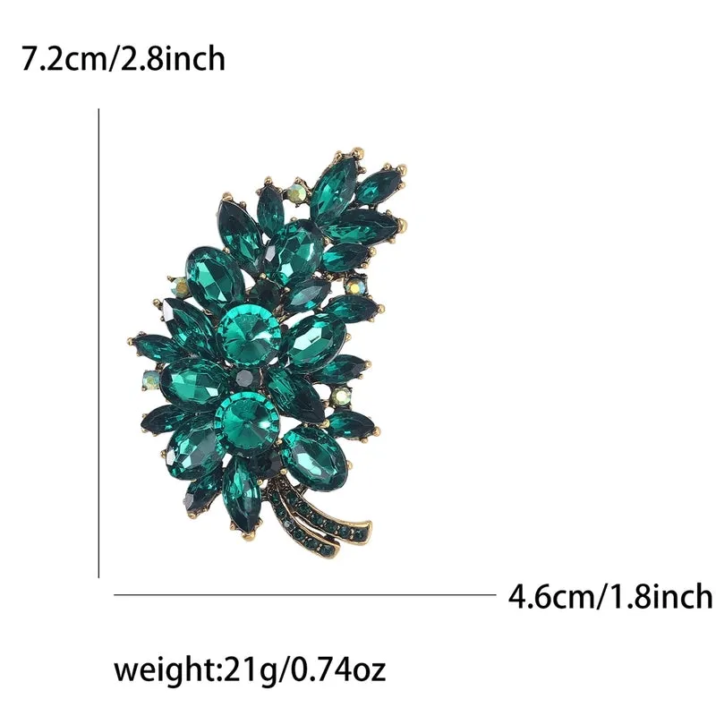 Pin Leaf Alloy Inlay Glass Women's Brooches