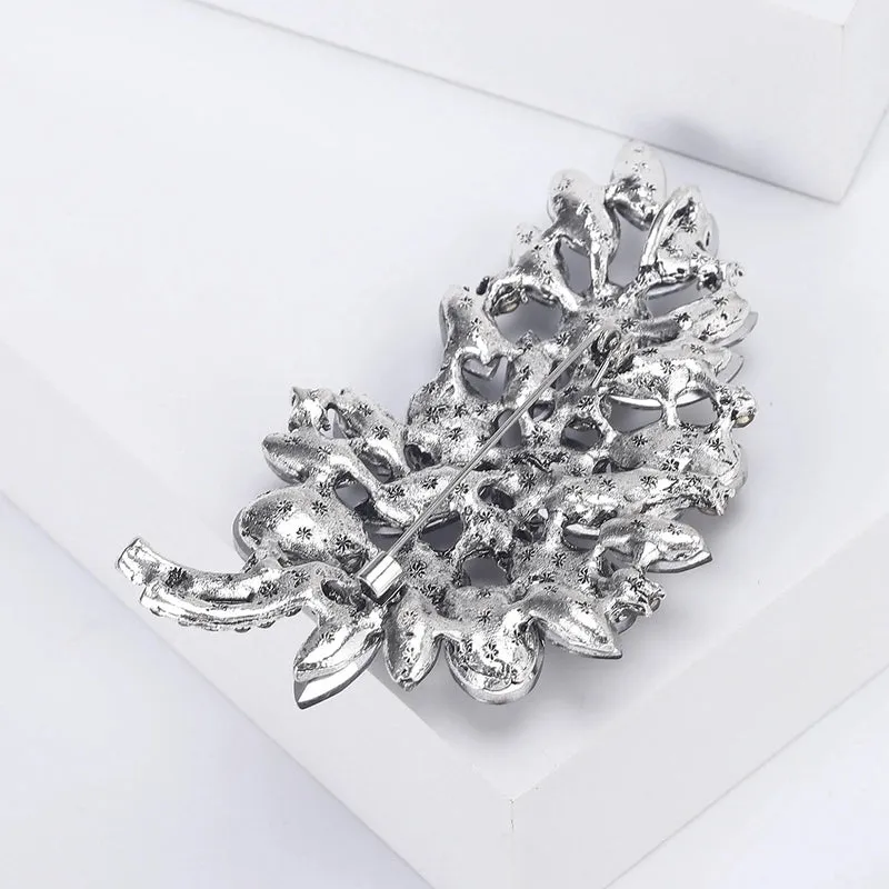 Pin Leaf Alloy Inlay Glass Women's Brooches