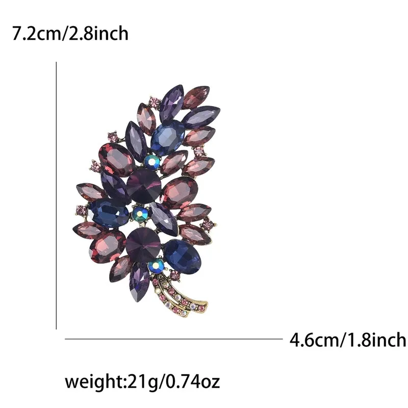 Pin Leaf Alloy Inlay Glass Women's Brooches